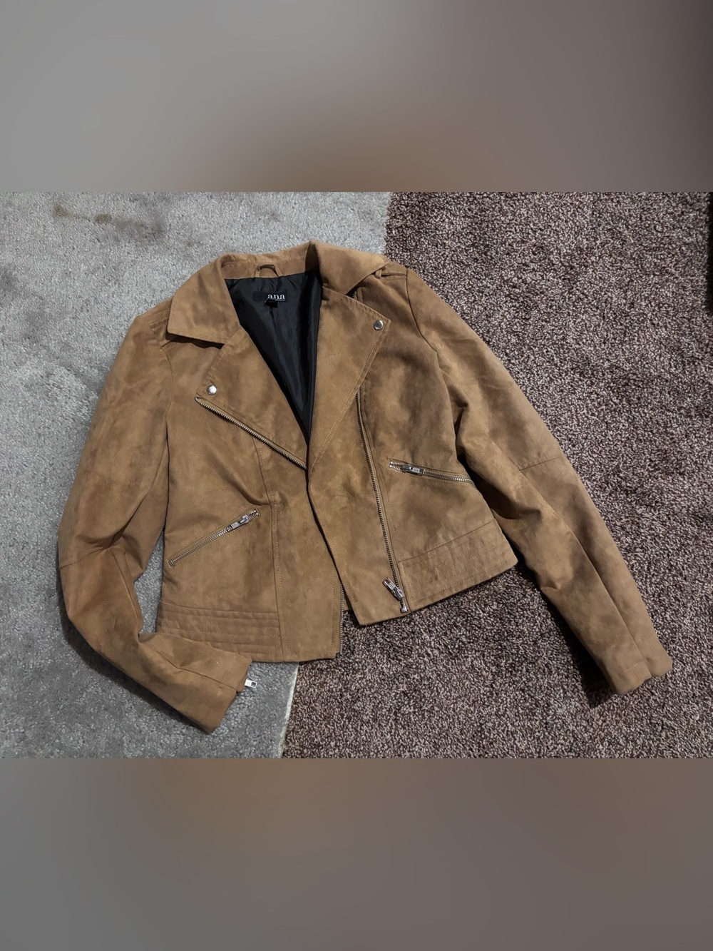 a.n.a Suede-Style Tan Moto Jacket